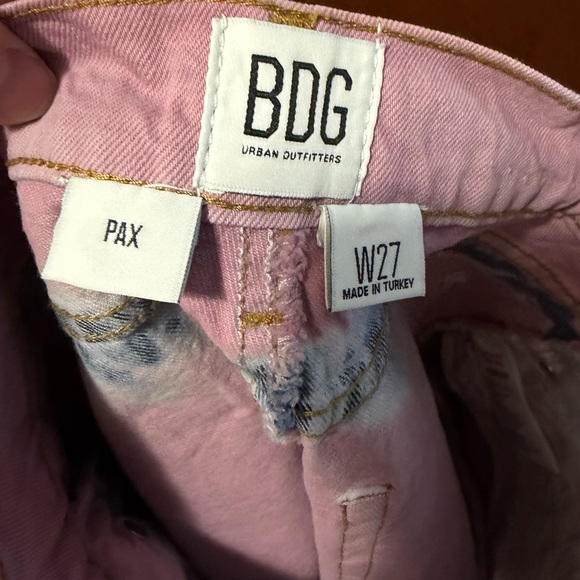 Women's BDG Pax Pink Tie-Dye High Rise Denim Shorts - Picture 7 of 8